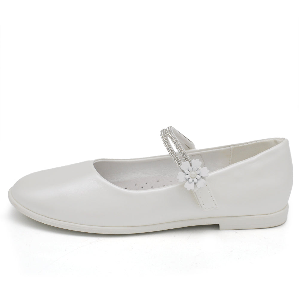 Scarpe Ballerine Da Bambina Ragazza Strass Perline Fiorellini Comunione GD4052