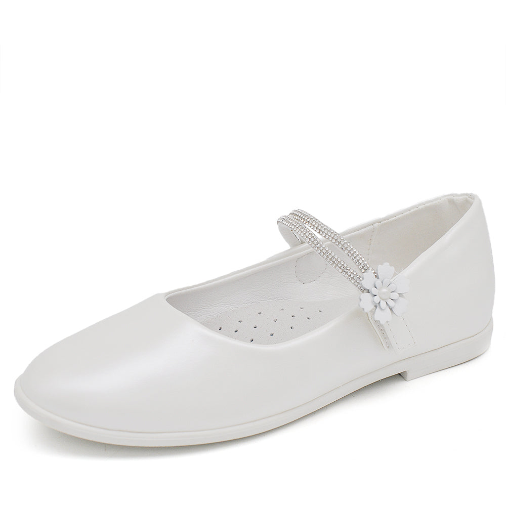 Scarpe Ballerine Da Bambina Ragazza Strass Perline Fiorellini Comunione GD4052