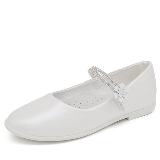 Scarpe Ballerine Da Bambina Ragazza Strass Perline Fiorellini Comunione GD4052