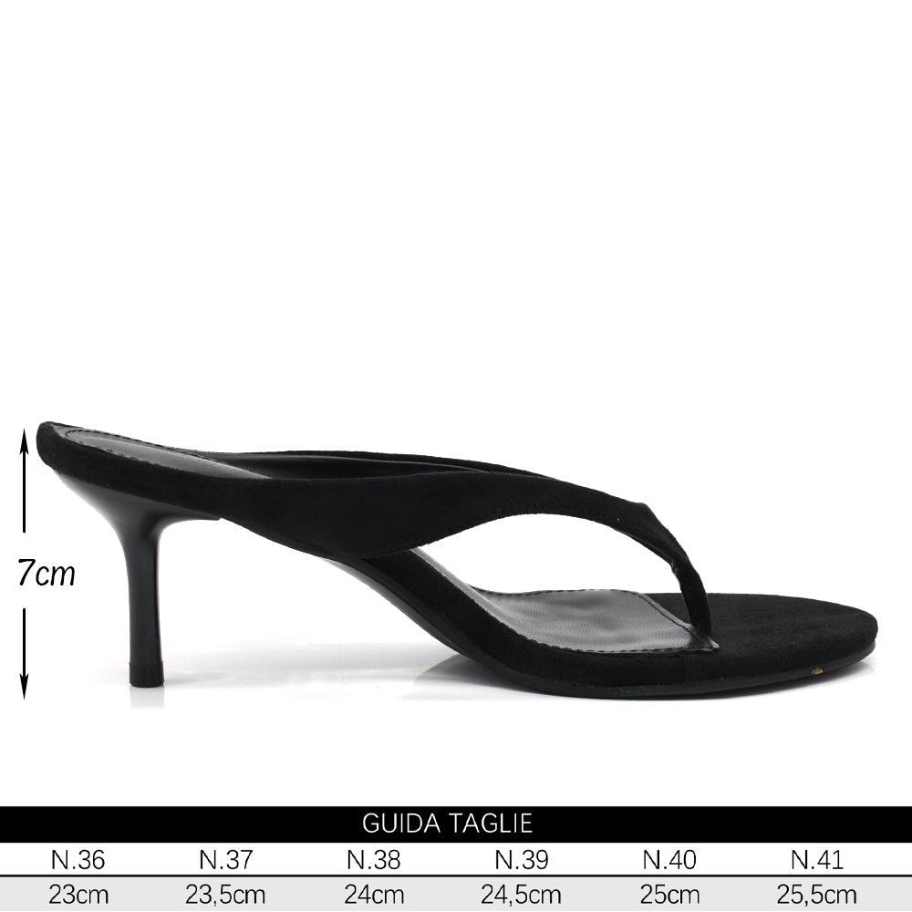 Sandali Infradito Donna con Tacco a spillo, Sabot Eleganti in Camoscio Sintetico