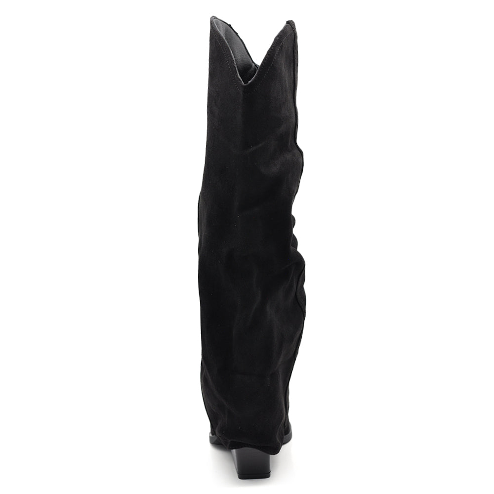 Stivali Donna con Ghetta Alta Slouchy Punta Affusolata e Tacco 8cm – Stile Texano Western 9832