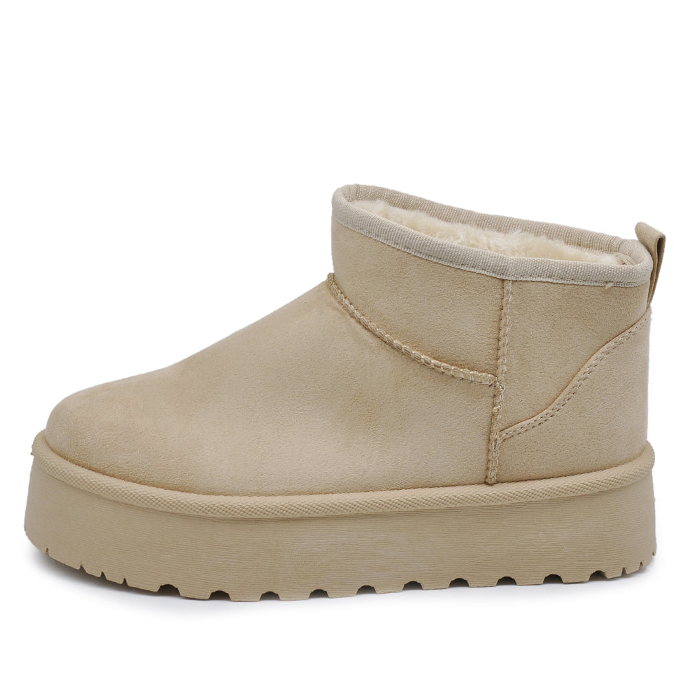Stivali Mammut Camoscio Pelosi Con Pelliccia Pelo da Donna Doposci Platform R-17