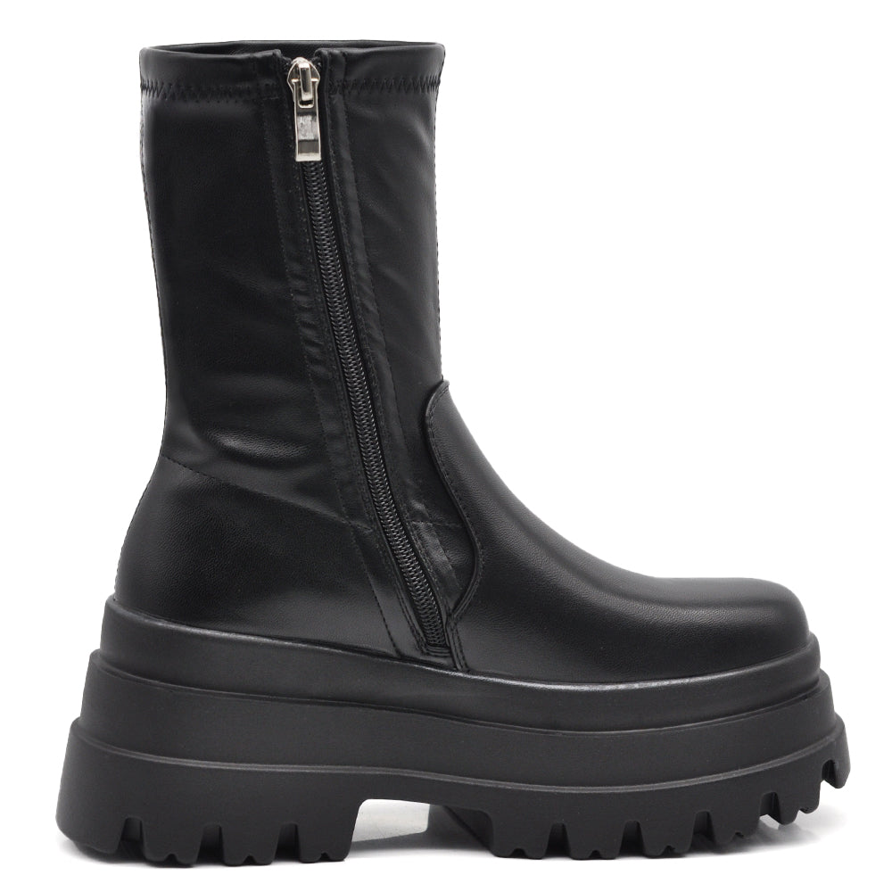 Scarpe Stivaletti Da Donna gambale sottile e morbido si adatta alla gamba Con Zeppa Plateau Platform 52062