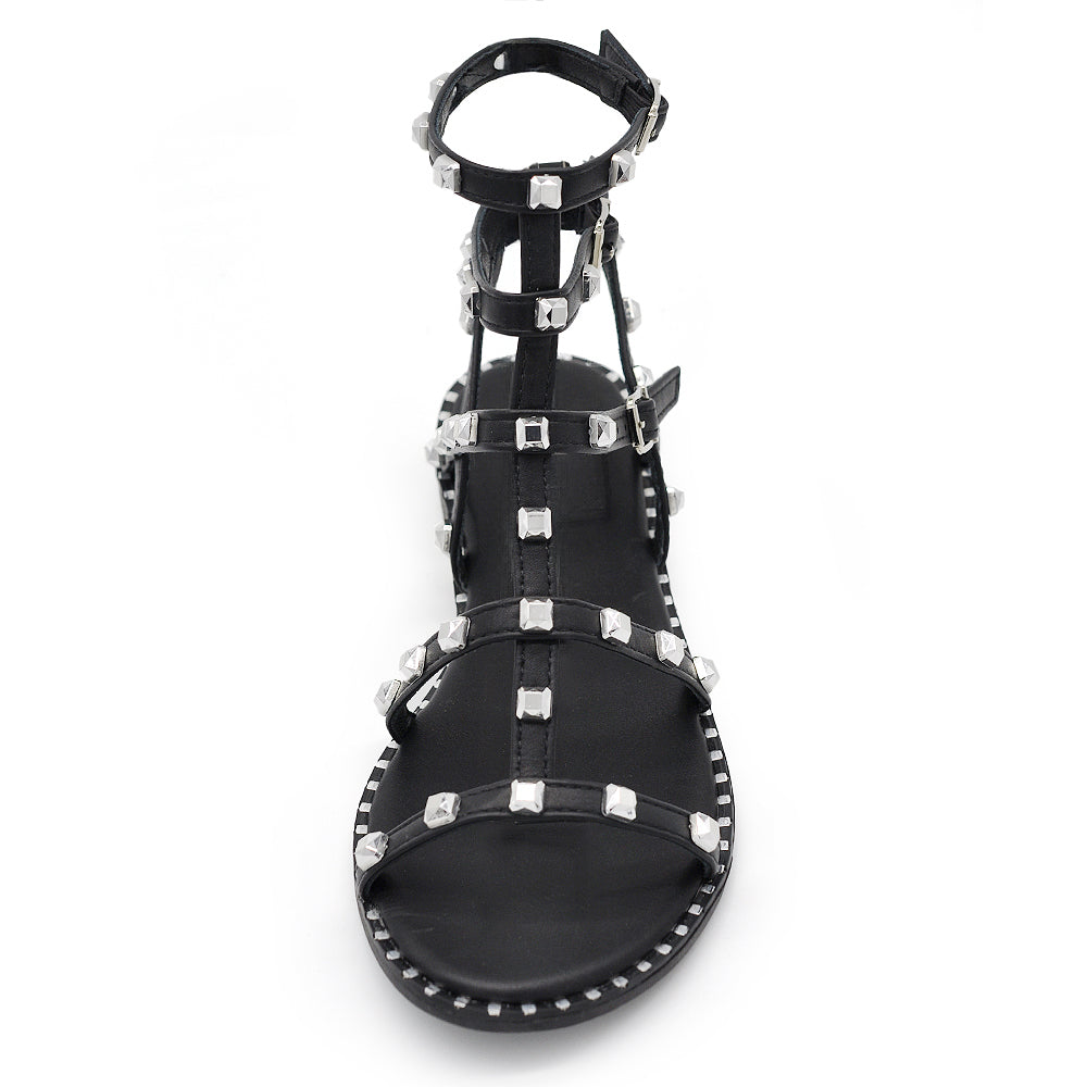 Scarpe Infradito Sandali Stivaletti Estivi Gladiatore Da Donna Borchie KK-701 M101