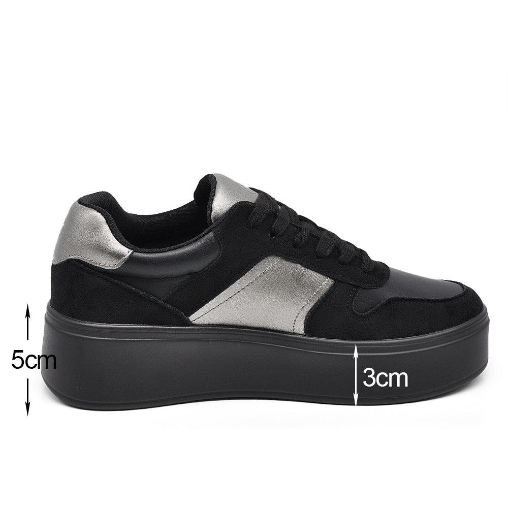 Sneakers Scarpe Sportive Da Ginnastica Donna Con Platform MP2736-1 nero beige