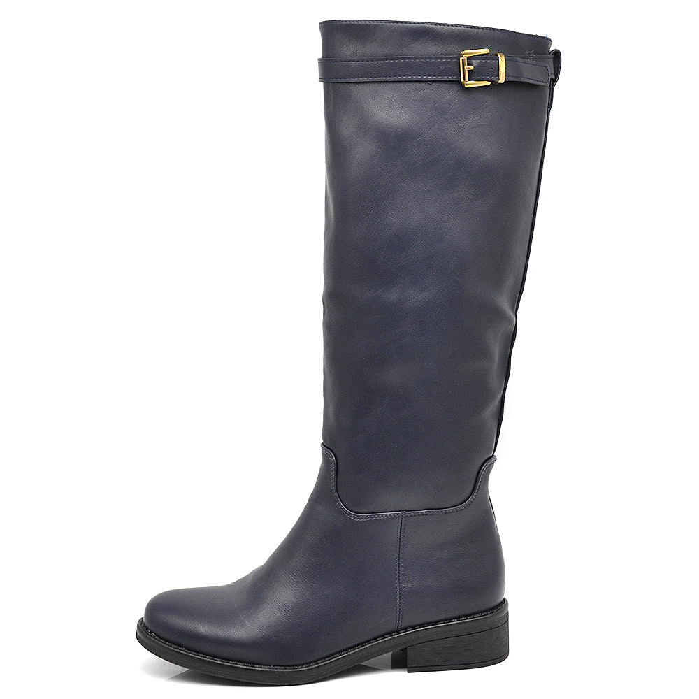 Stivali Cavallerizza Equitazione Biker Motociclista Con Fibbia Da Donna 328 nero