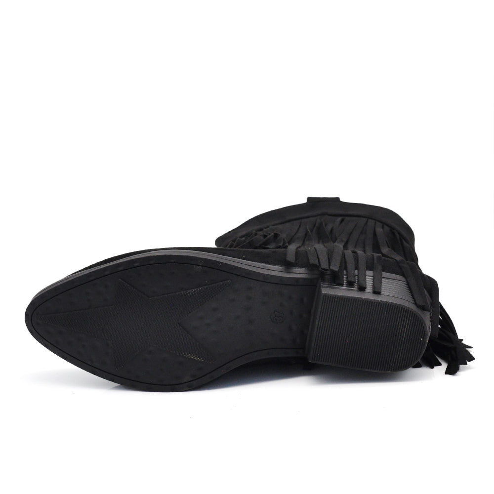 Stivaletti Texani Cowboy Cowgirl Con Frange Camoscio Sintetico Camperos ML523
