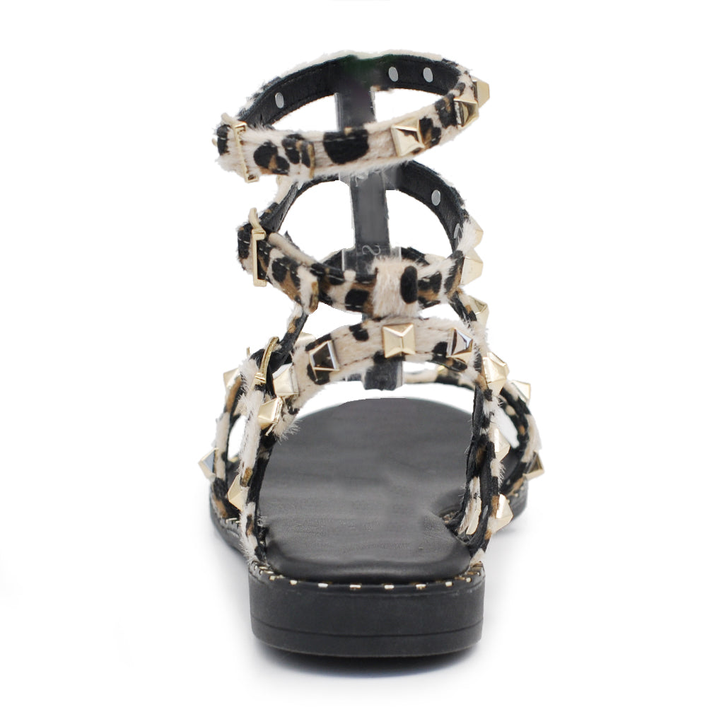Scarpe Infradito Sandali Stivaletti Estivi Gladiatore Da Donna Borchie Animalier M101