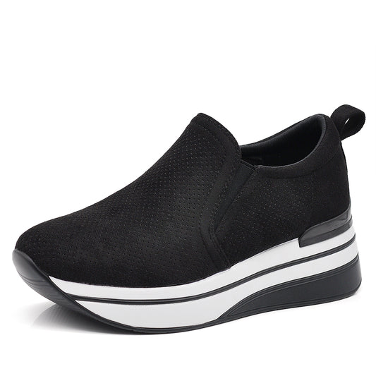 Scarpe Slip-On Donna con Zeppa Comoda in Camoscio Sintetico – Sneakers Casual Primaverili e Autunnali