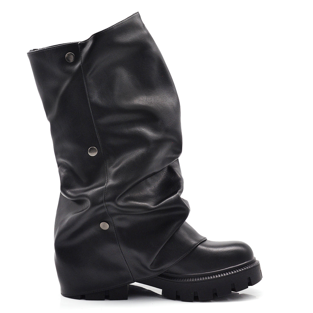 Stivali Donna 2 in 1 con Gambale Arricciato Rimovibile – Design Versatile con Platform – Look Doppio in un Solo Paio G705