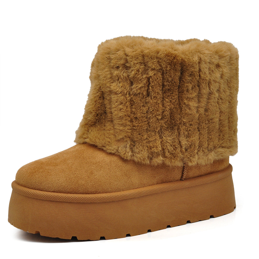 Stivali Mammut Camoscio Pelosi Con Pelliccia Pelo da Donna Doposci Platform T004 nero camel khaki