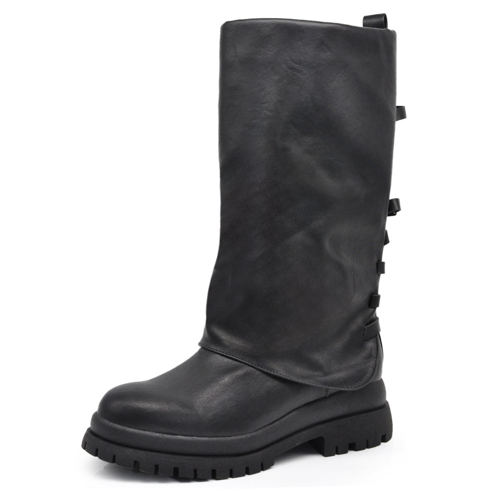 Stivali alti biker impreziositi da fibbie decorative sul retro MP2751-5