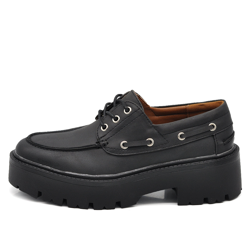 Scarpe stringate platform da donna stile casual – mocassini chunky con suola alta