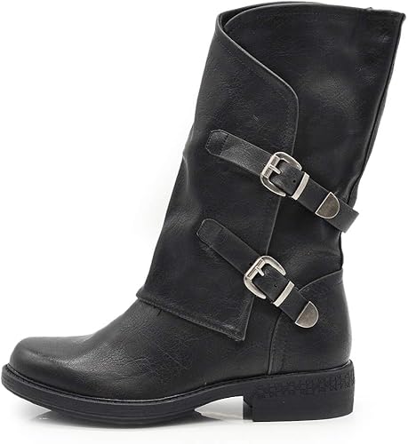Anfibi Biker Stivaletti Stivali Motociclista Tronchetti Scarpe Da Donna G620