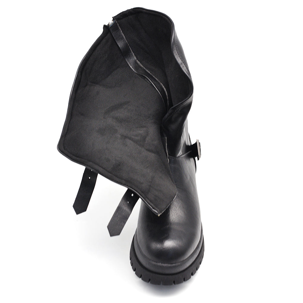 Stivali Biker Motociclista Da Donna con platform gamba larga e fibbie regolabili MP2751-4