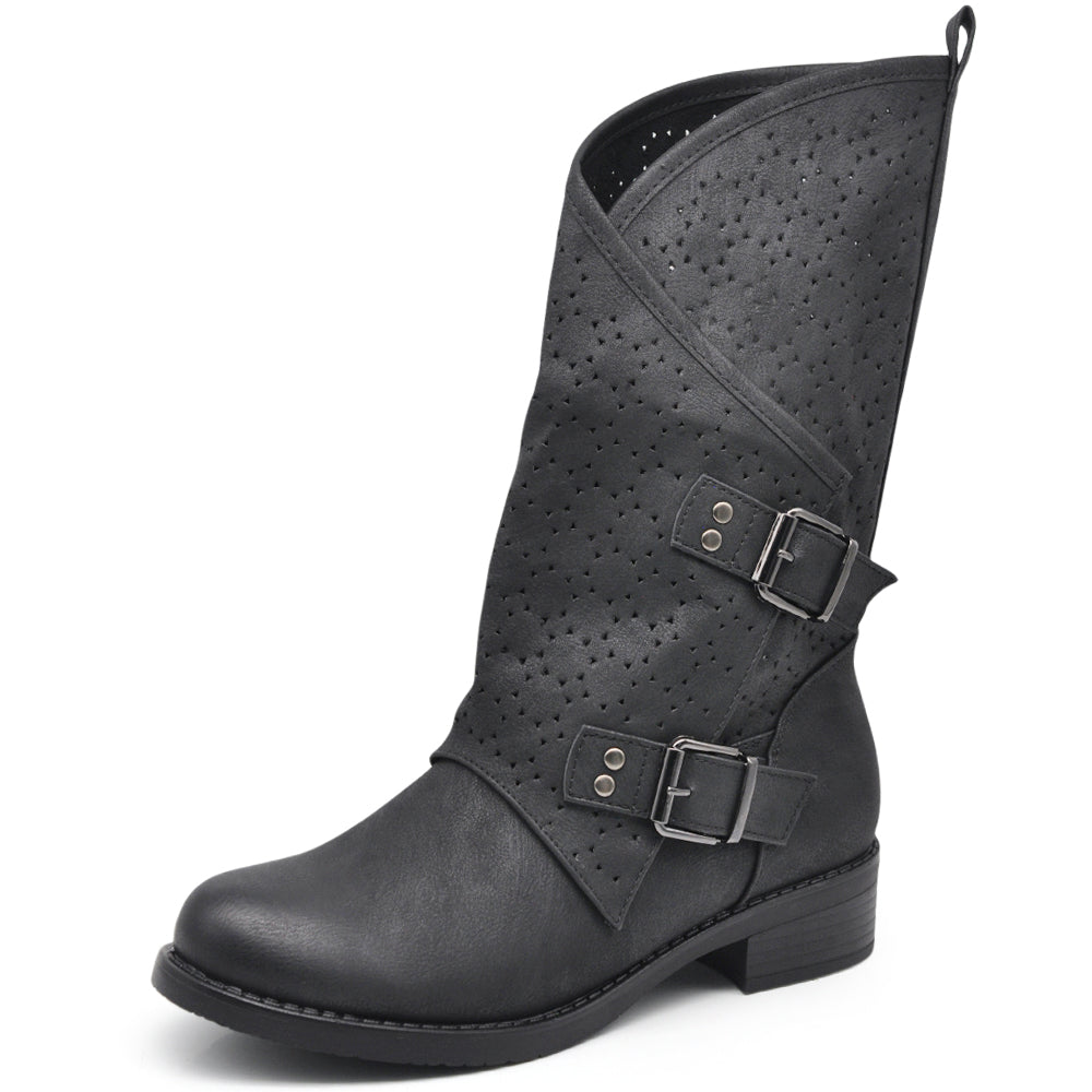 Stivali Scarpe Stivaletti Anfibi Motociclista Primaverili Estivi Da Donna G697
