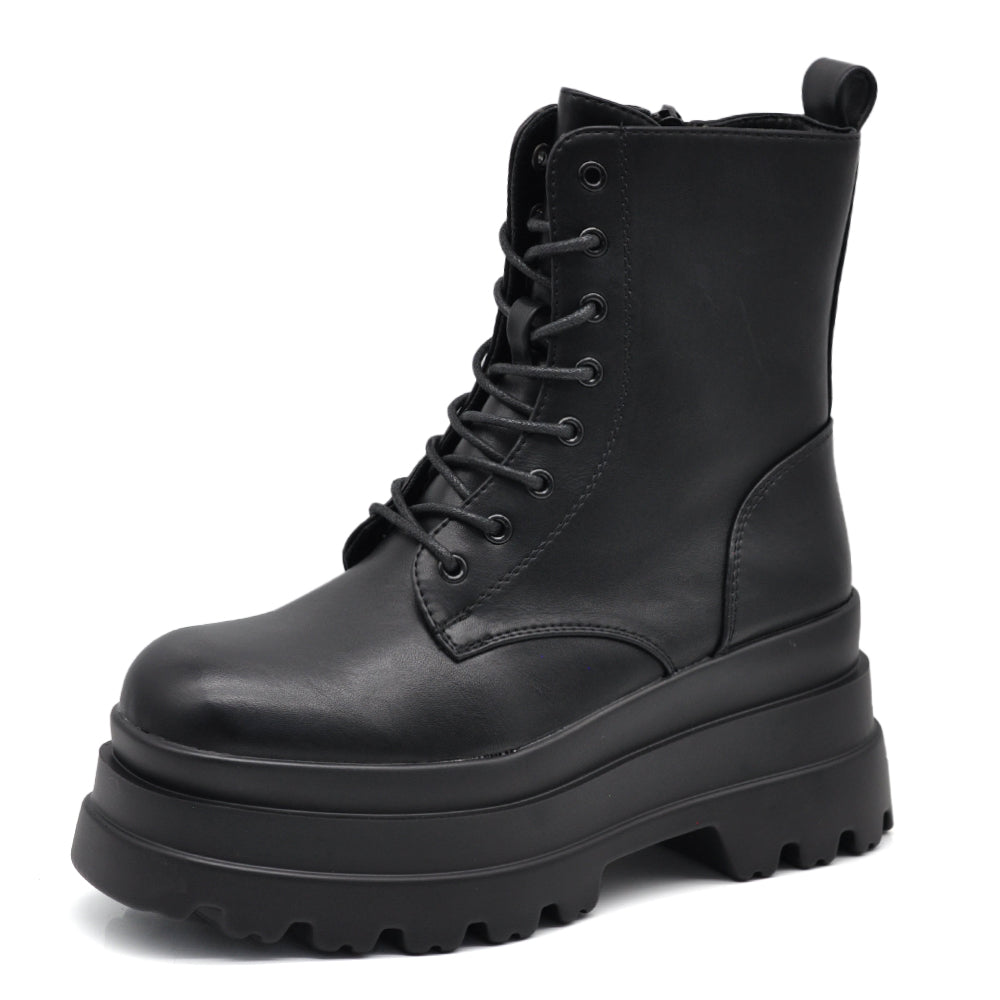 Stivali Stivaletti Neri Platform Donna Anfibi combat boots lacci Platform 192