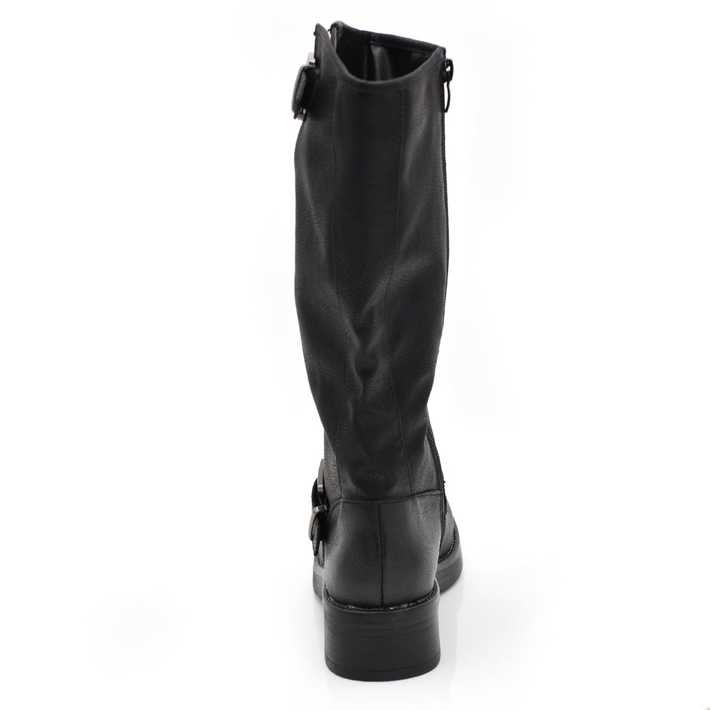 Stivali Da Donna Moto Motociclista Biker Anfibi Doppie Fibbie K1821-2