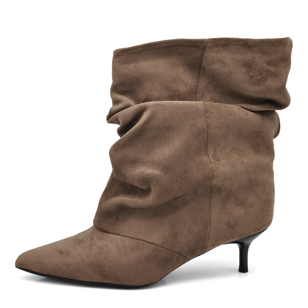 Stivaletti Donna Gambale Largo Morbido – Tronchetti Slouchy con Tacco Medio Elegante HL227-77
