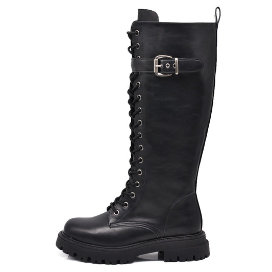 Stivali Anfibi Militari alti da Donna con fibbia MP2747-4 neri
