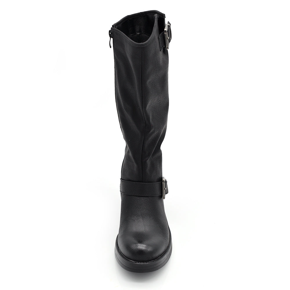 Stivali Da Donna Moto Motociclista Biker Anfibi Doppie Fibbie K1821-2