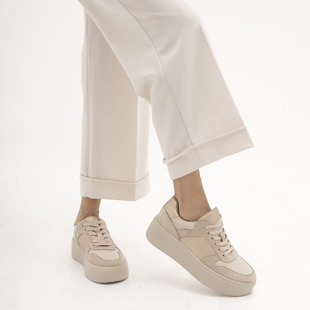 Sneakers Scarpe Sportive Da Ginnastica Donna Con Platform MP2736-1 nero beige