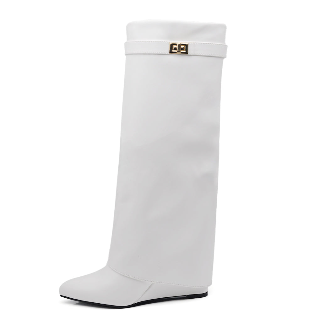 Stivali Donna A Punta  Con Zeppa Stile Western – Alti al Ginocchio 6887