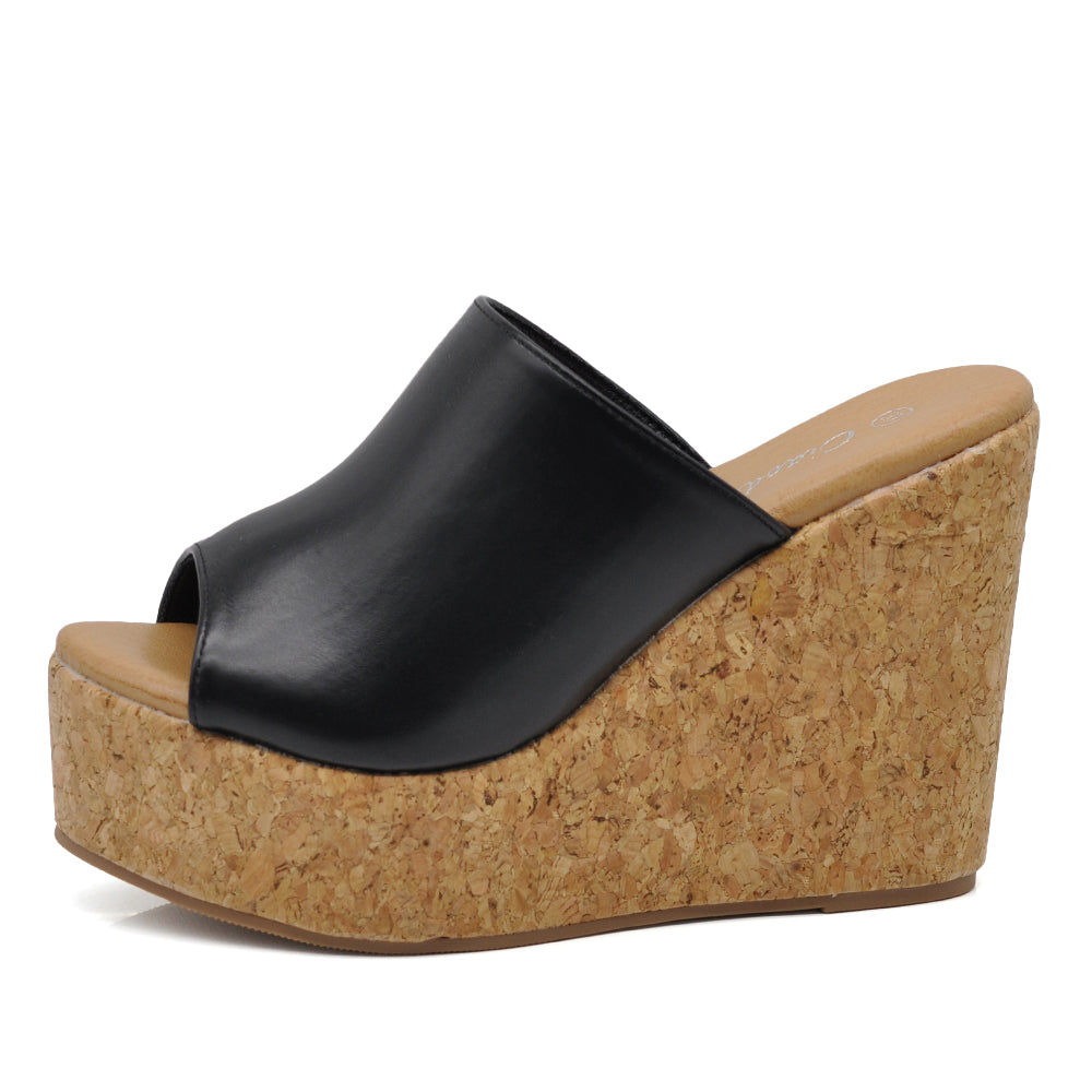 Sandali ciabatte donna con zeppa alta effetto sughero – sabot estivi open toe Z7390