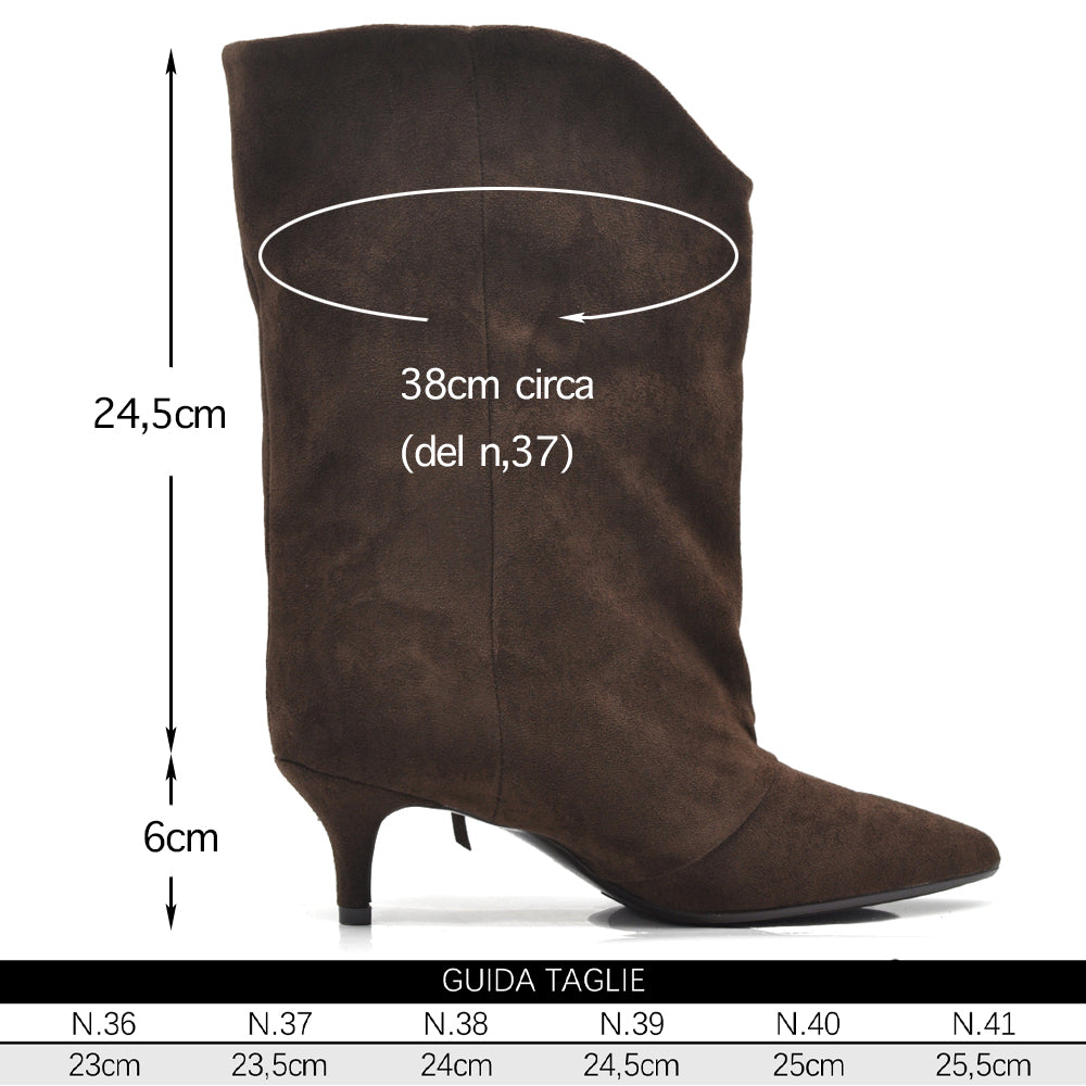 Stivali Donna Western con Frange e Gambale Largo – Stivaletti Texani Casual Tacco Medio GA055 nero marrone beige