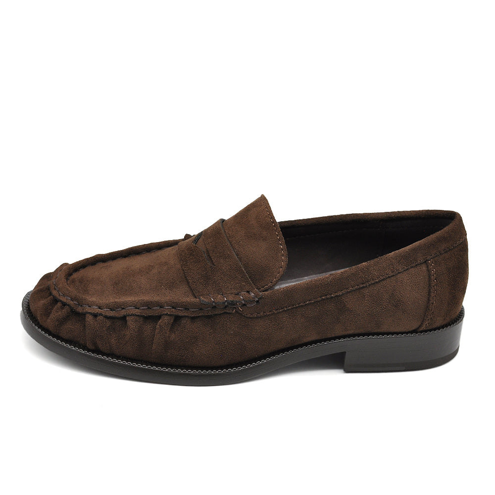 Mocassini Donna in Effetto Scamosciato con Punta Arricciata, Mascherina Classica e Soletta Morbida Comfort GA076