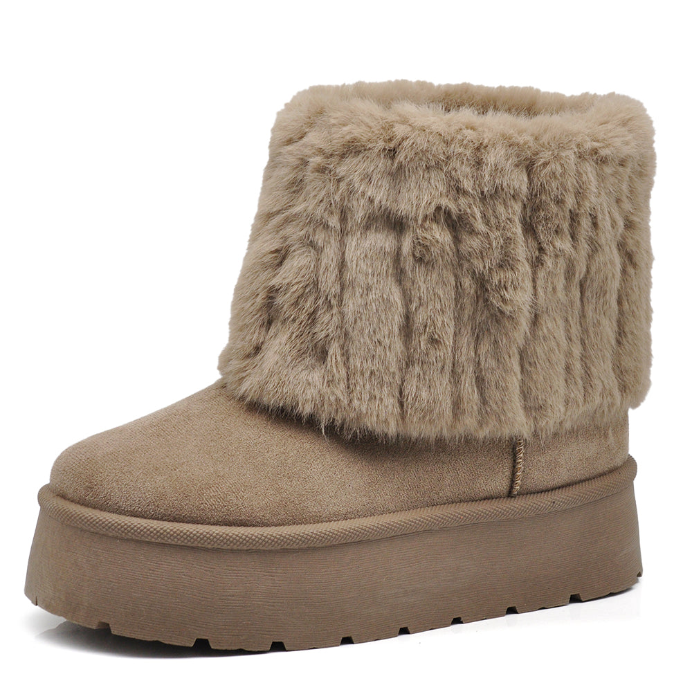 Stivali Mammut Camoscio Pelosi Con Pelliccia Pelo da Donna Doposci Platform T004 nero camel khaki
