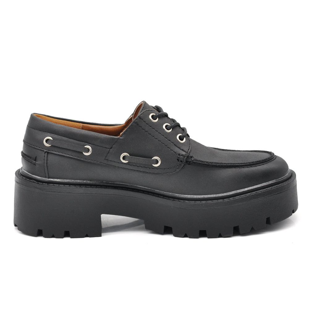 Scarpe stringate platform da donna stile casual – mocassini chunky con suola alta