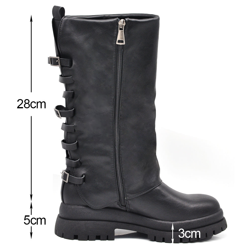 Stivali alti biker impreziositi da fibbie decorative sul retro MP2751-5