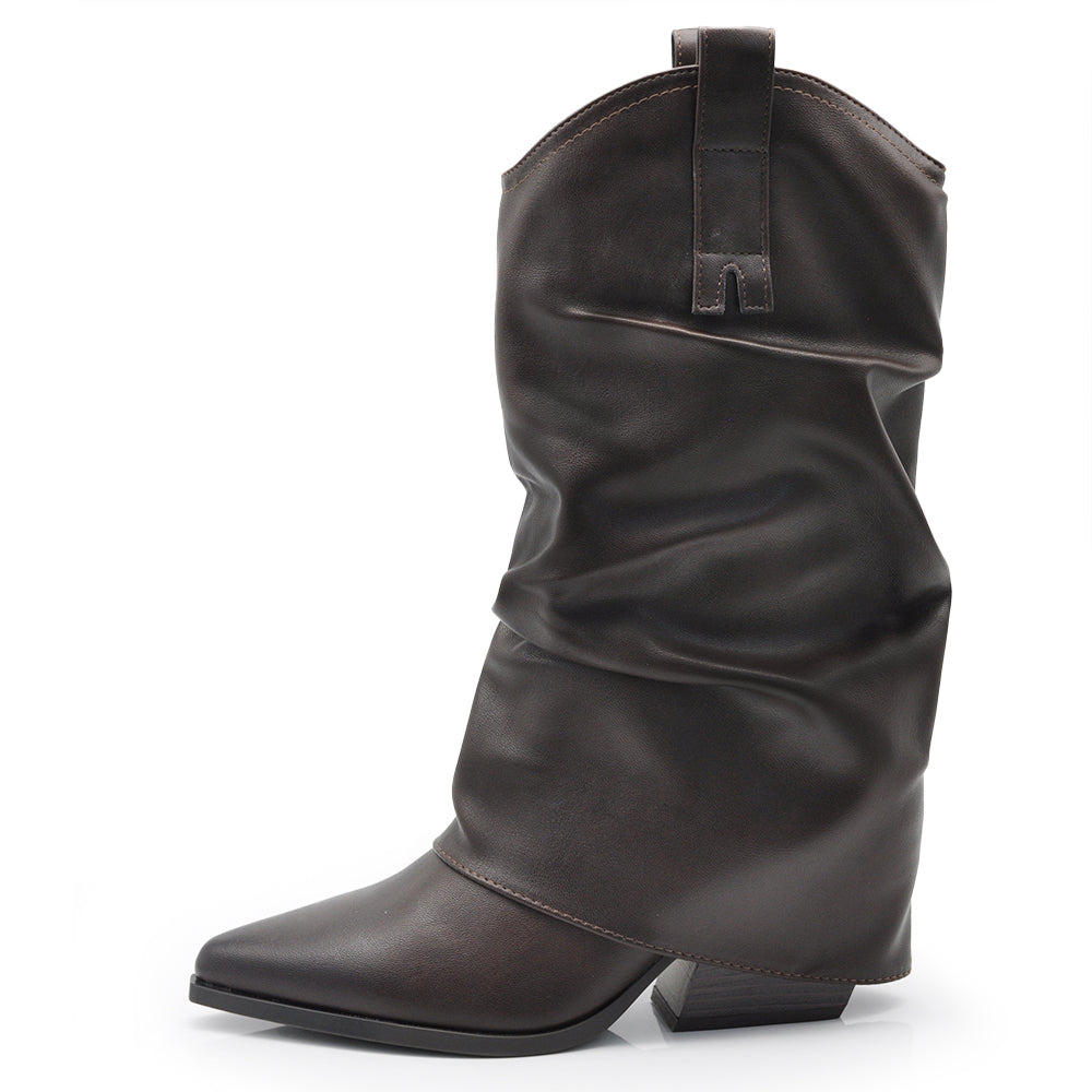 Scarpe da Donna Stivali Stivaletti Arricciati Con Ghette A Punta G695