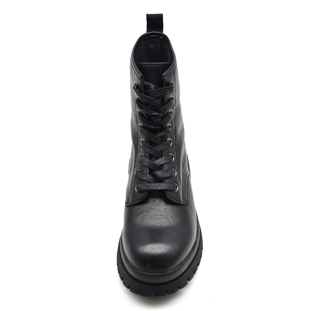 Stivali da donna stile combat boots con lacci platform casual MP2751-1 nero marrone