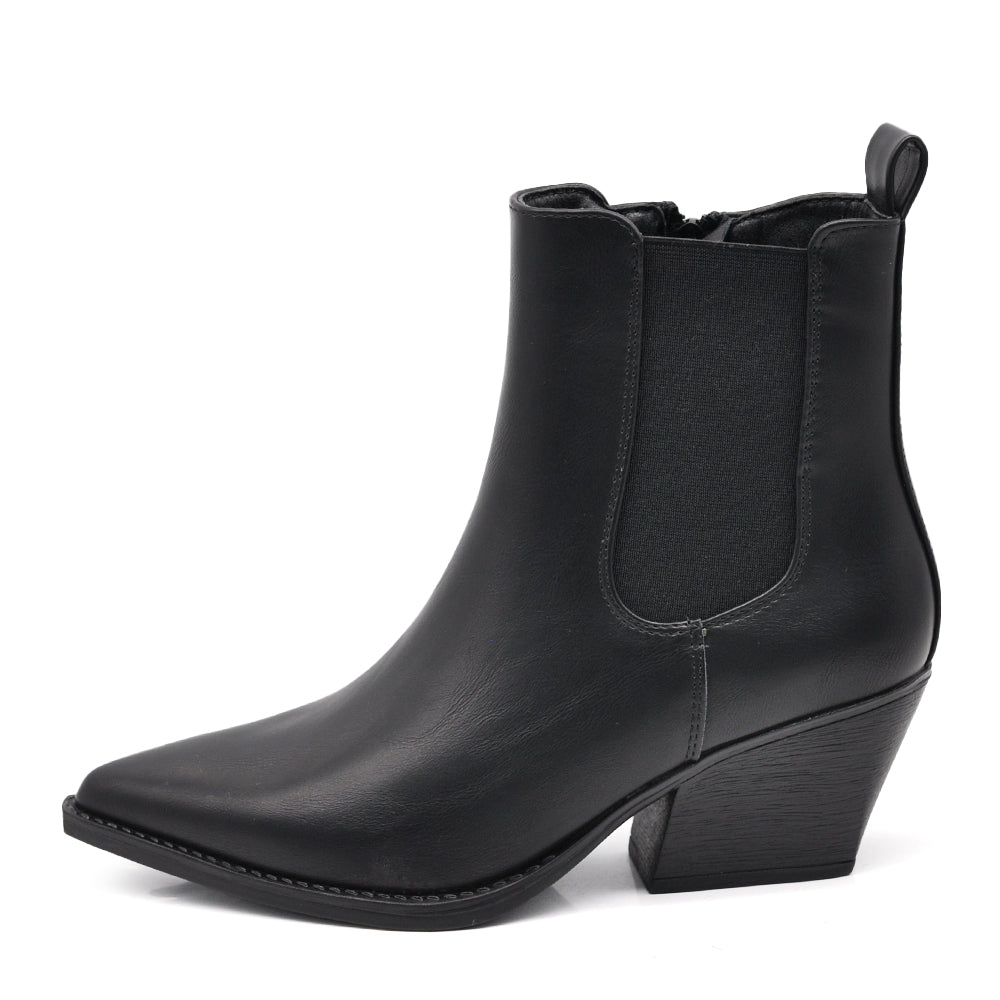 Stivaletti Texani Donna Chelsea Boots con Tacco Largo 6 cm, Punta a Punta, Elastico Laterale e Zip Stile Western Camperos GL76