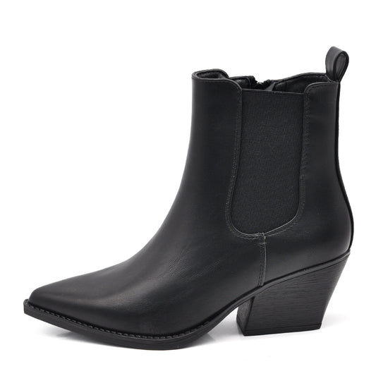 Stivaletti Texani Donna Chelsea Boots con Tacco Largo 6 cm, Punta a Punta, Elastico Laterale e Zip Stile Western Camperos GL76