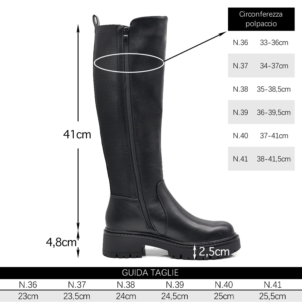 Stivali Cavallerizza Alti Donna con Ampi Inserti Elastici, Vestibilità Adattabile per Tutti i Tipi di Polpaccio