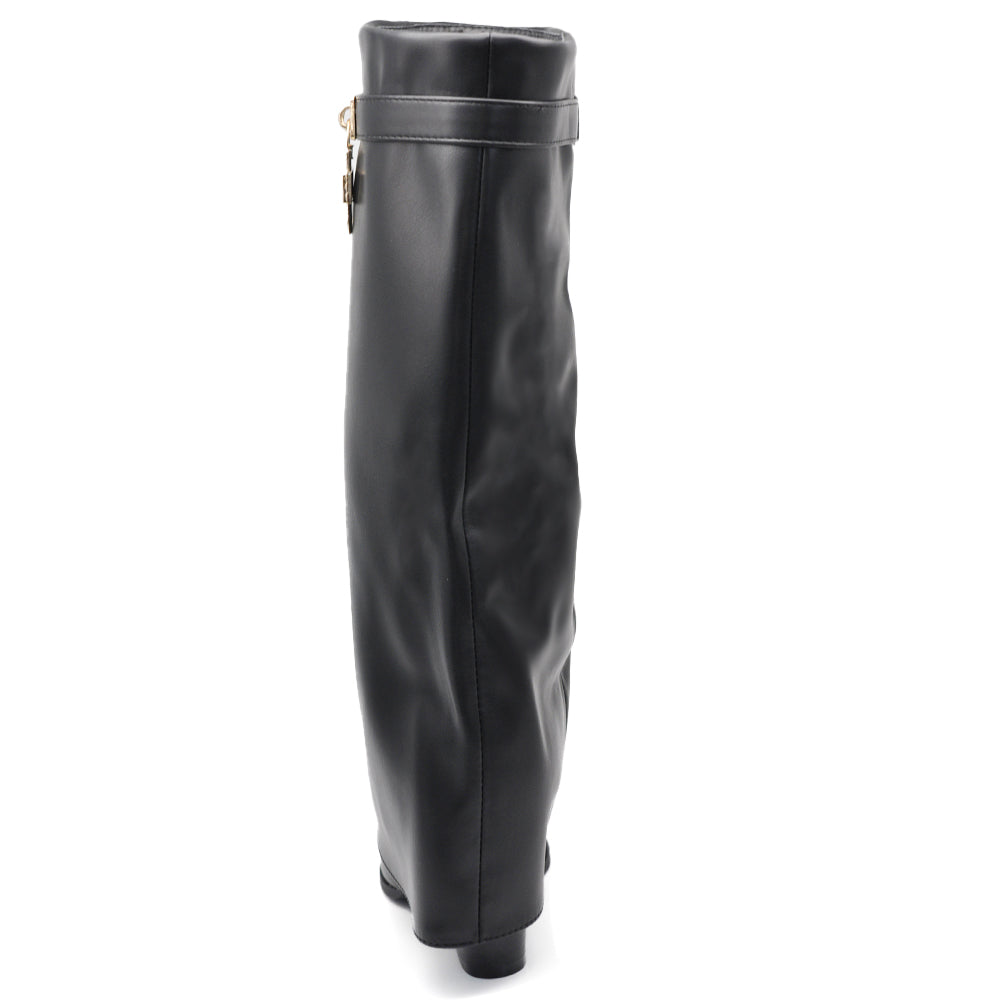 Stivali in ghetta A Punta Con Tacco Luchetto Zip Cerniera Da Donna A9532