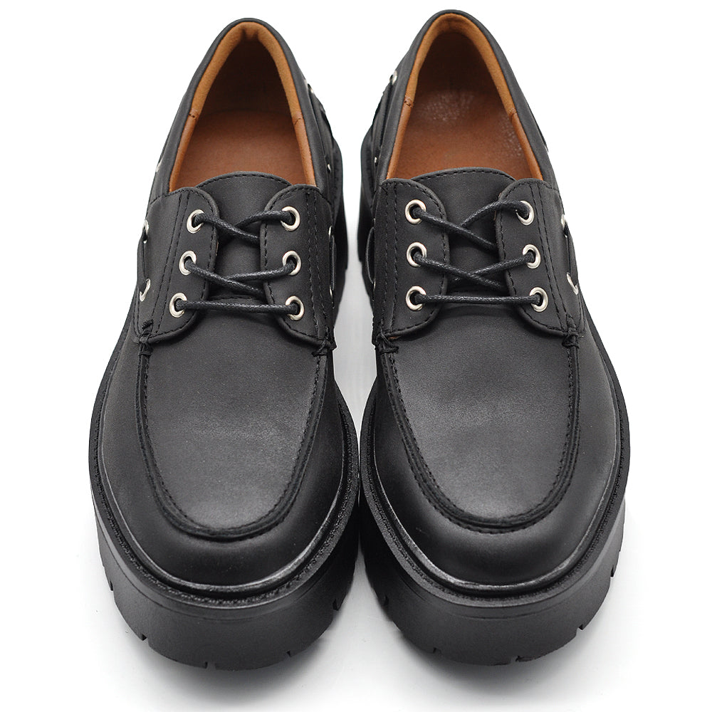 Scarpe stringate platform da donna stile casual – mocassini chunky con suola alta