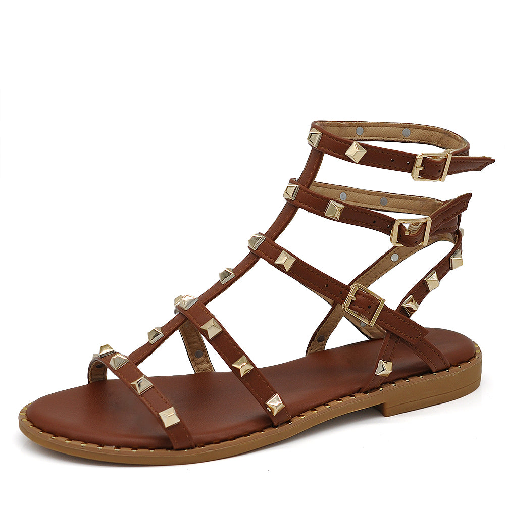 Scarpe Infradito Sandali Stivaletti Estivi Gladiatore Da Donna Borchie KK-701 M101