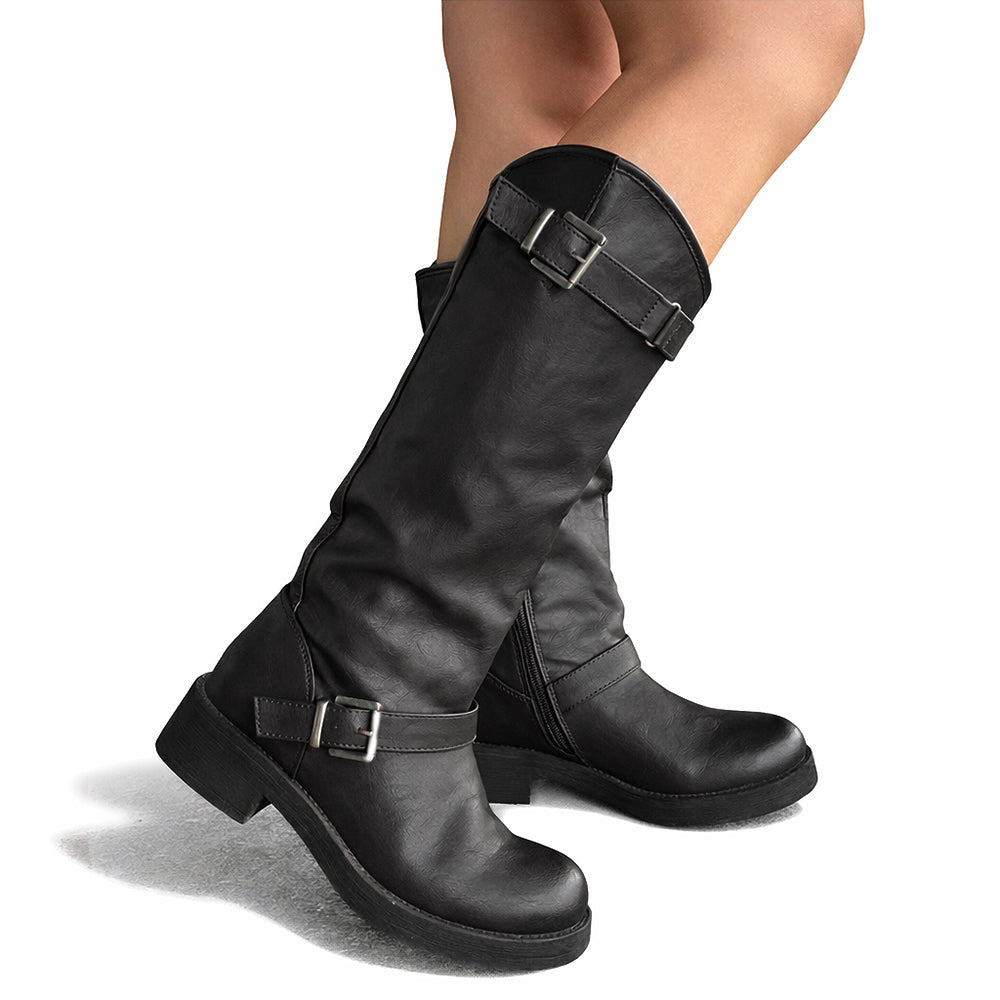 Stivali Da Donna Moto Motociclista Biker Anfibi Doppie Fibbie YG883