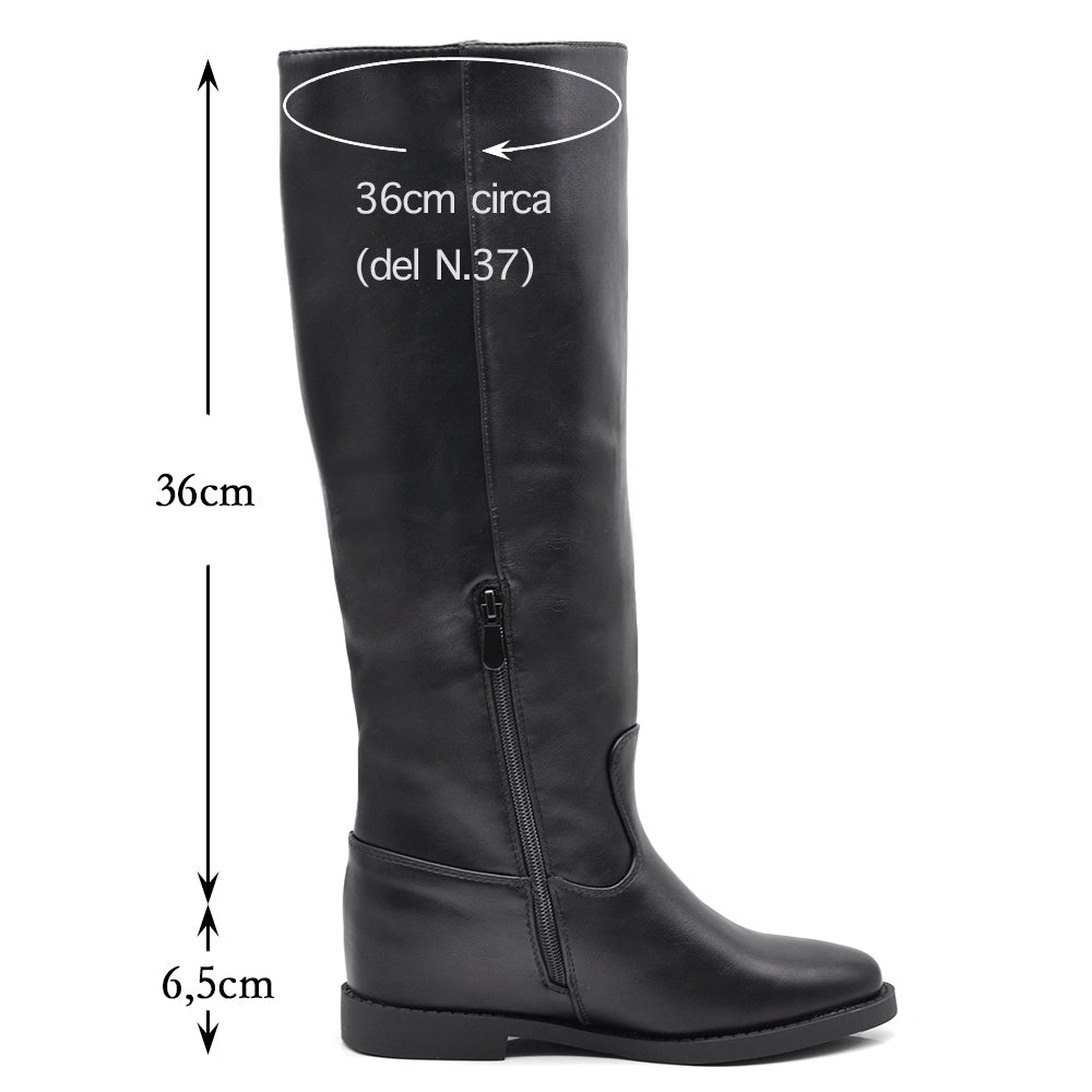 Stivali Alti Da Donna Con decorazione metallica a forma di V Zeppa Interna Rialzo LY81-7 LY81-7A