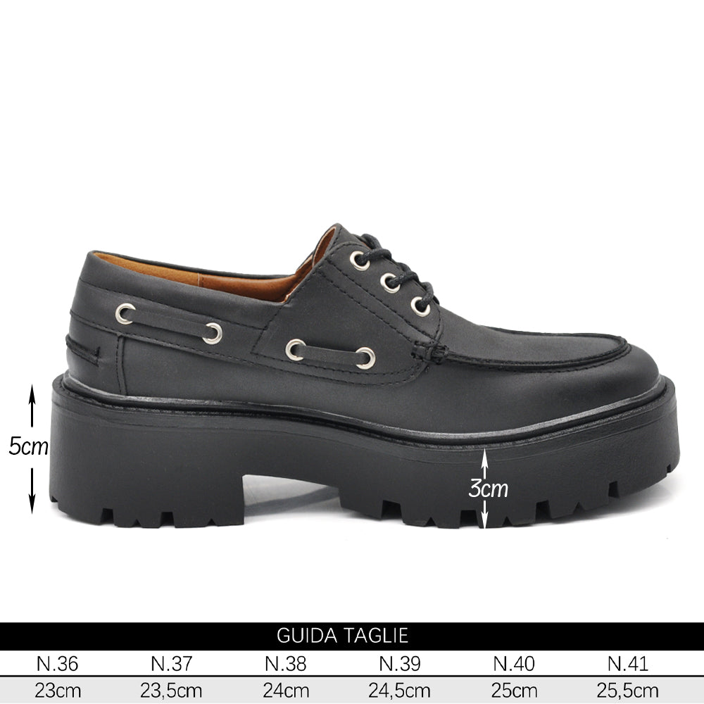 Scarpe stringate platform da donna stile casual – mocassini chunky con suola alta