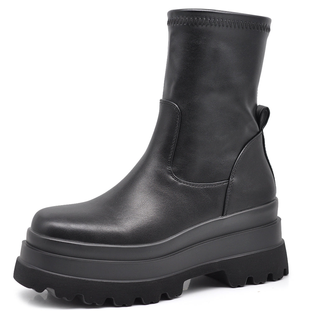 Scarpe Stivaletti Da Donna gambale sottile e morbido si adatta alla gamba Con Zeppa Plateau Platform HJ813