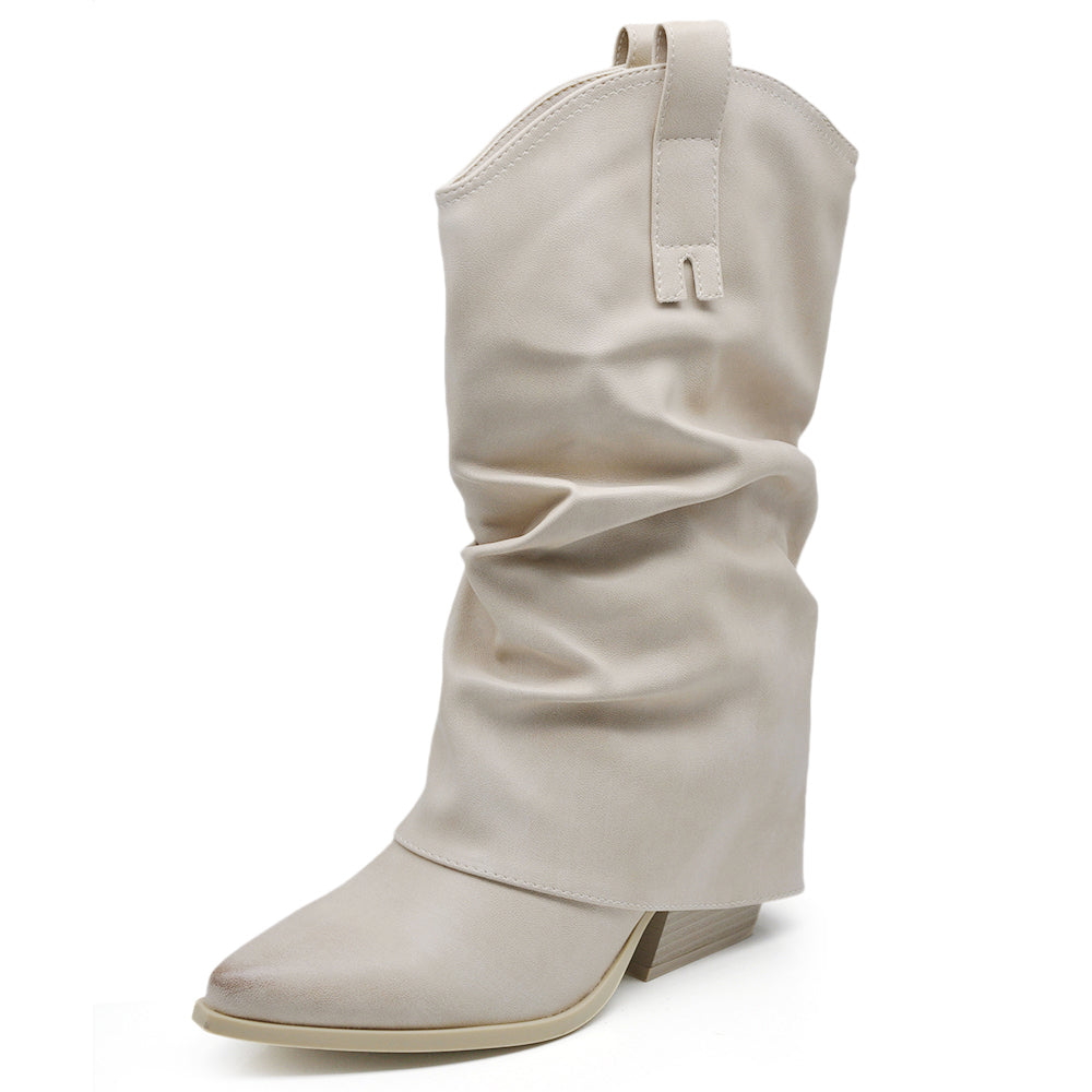 Scarpe da Donna Stivali Stivaletti Arricciati Con Ghette A Punta G695