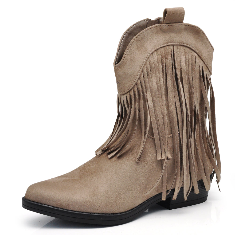 Stivaletti Texani Cowboy Cowgirl Con Frange Camoscio Sintetico Camperos ML523