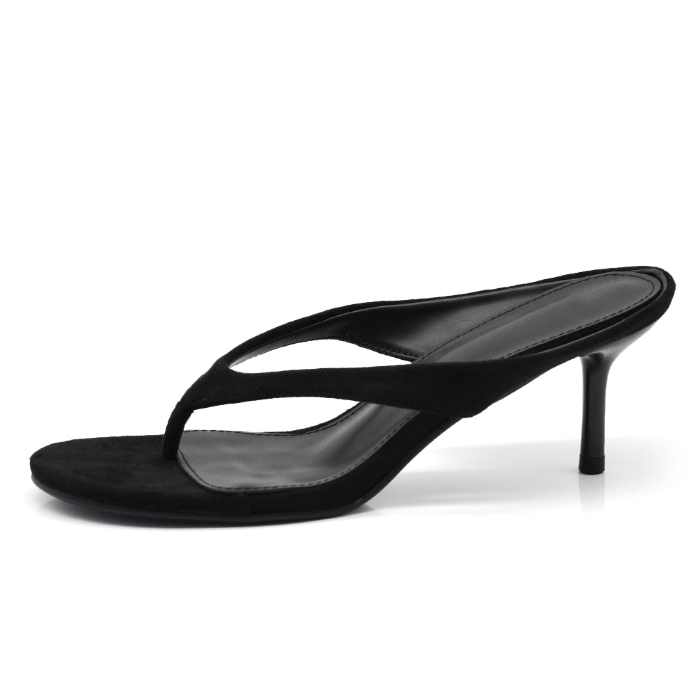 Sandali Infradito Donna con Tacco a spillo, Sabot Eleganti in Camoscio Sintetico