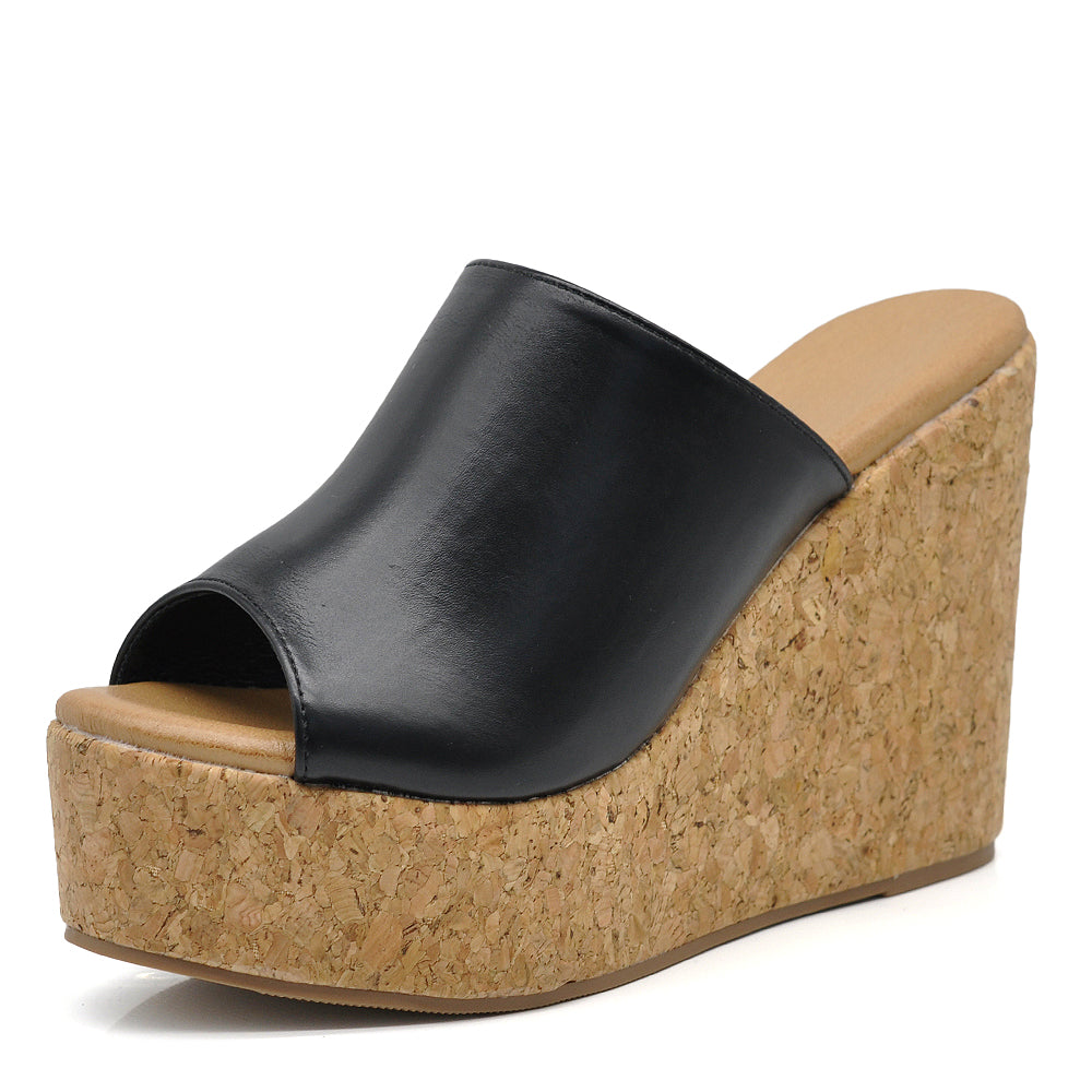 Sandali ciabatte donna con zeppa alta effetto sughero – sabot estivi open toe Z7390