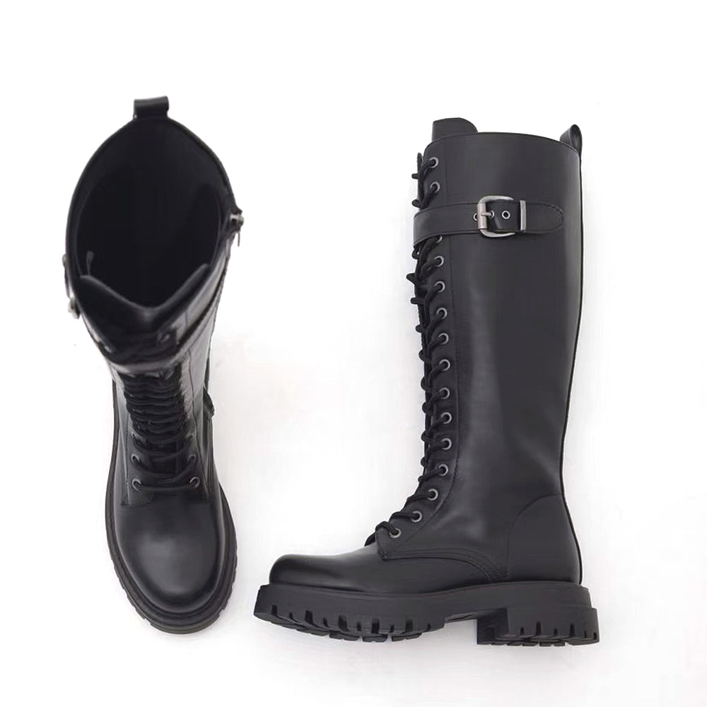 Stivali Anfibi Militari alti da Donna con fibbia MP2747-4 neri